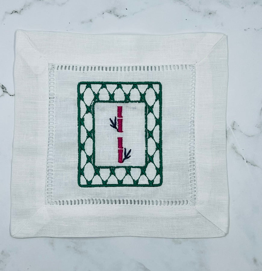 Chic Mahjong S/5 Linen Cocktail Napkins