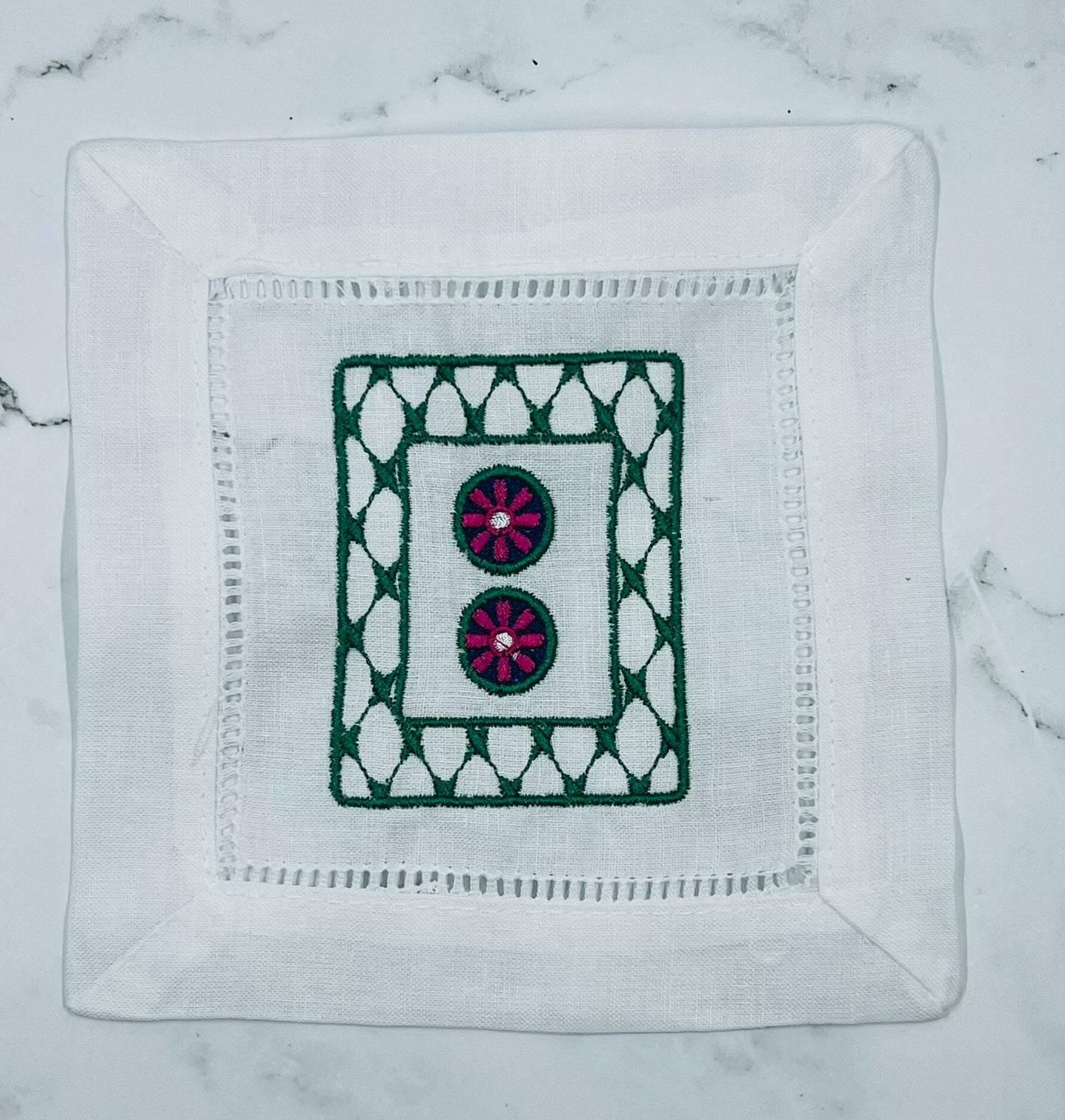 Chic Mahjong S/5 Linen Cocktail Napkins