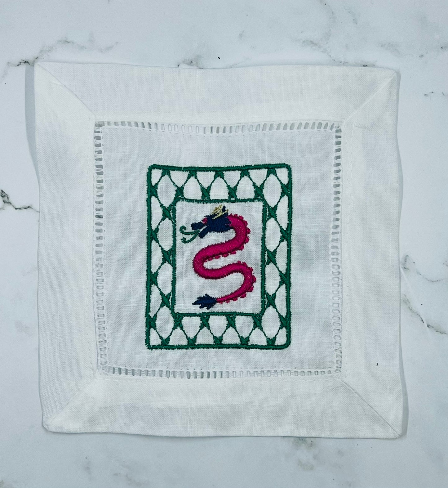 Chic Mahjong S/5 Linen Cocktail Napkins