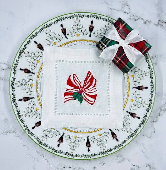 Candy Cane Bow Cocktail Napkins
