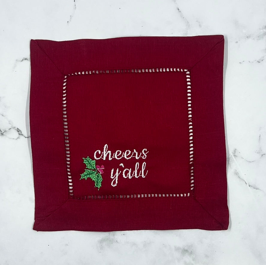 Cheers Y'all Christmas Cocktail Napkins