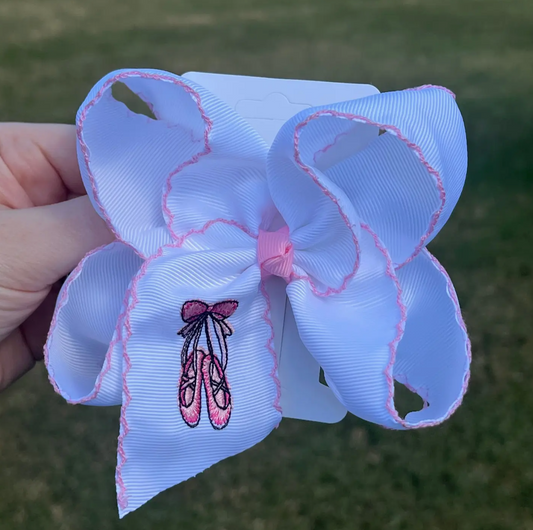 Ballet Shoes Embroidered Hair Bow