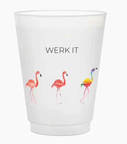 "Werk It" Flamingo Frosted Cups