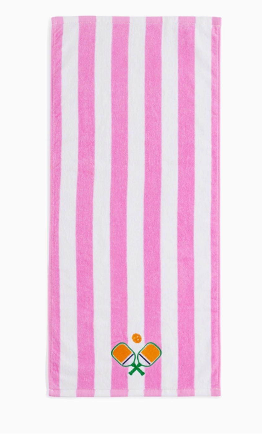 Pink Pickleball Striped Towel