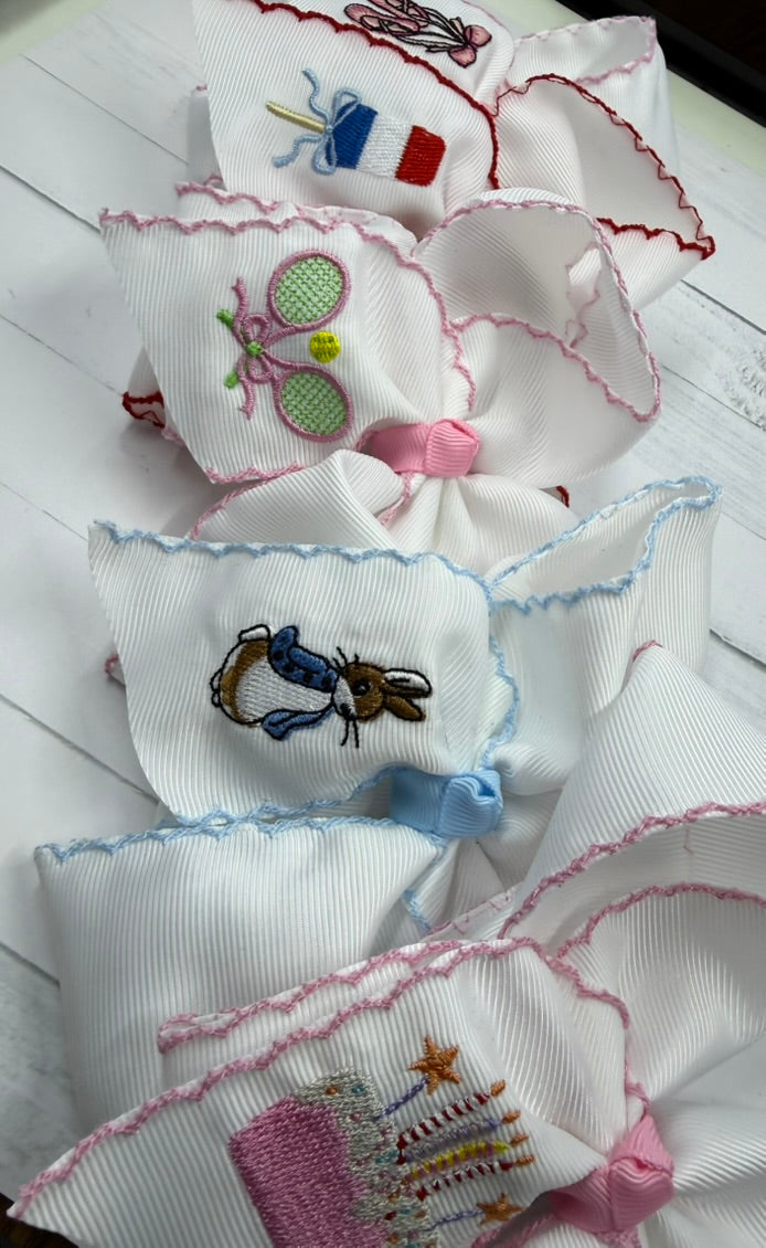 Embroidered bows