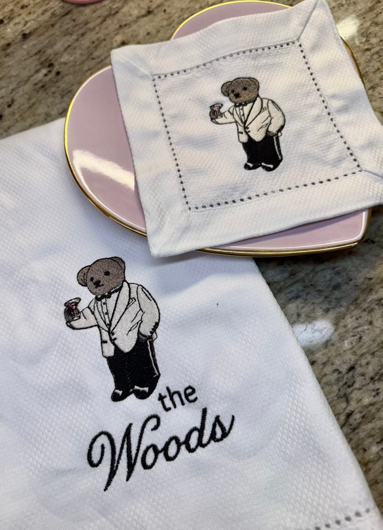 Personalized Tuxedo Bear Guest Towel