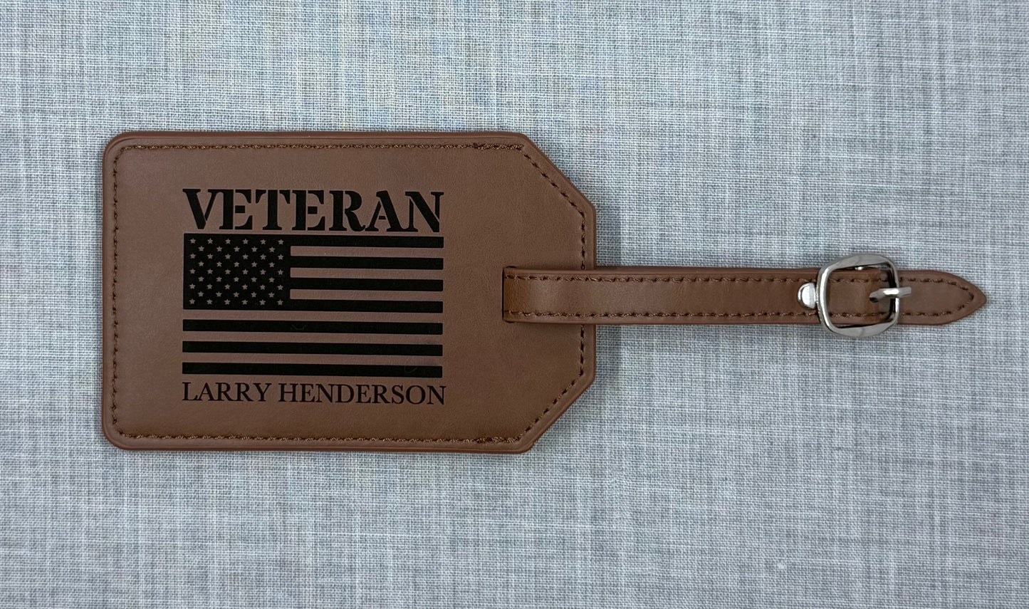 Engraved Veteran Luggage Tag