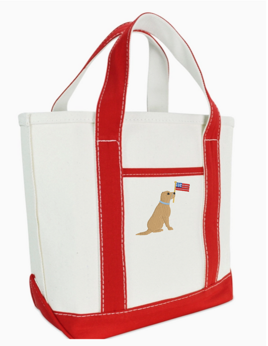 Patriotic Dog Canvas Tote