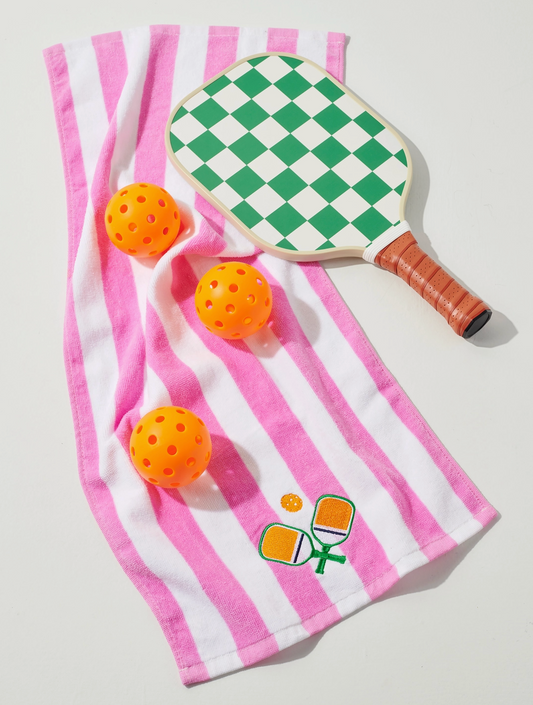 Pink Pickleball Striped Towel