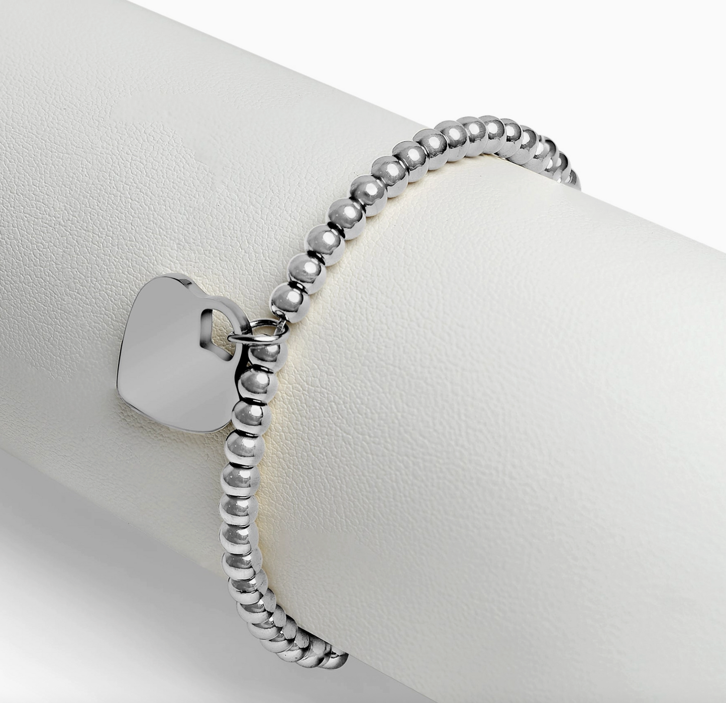 18K Coated Heart Bead Stretch Bracleet