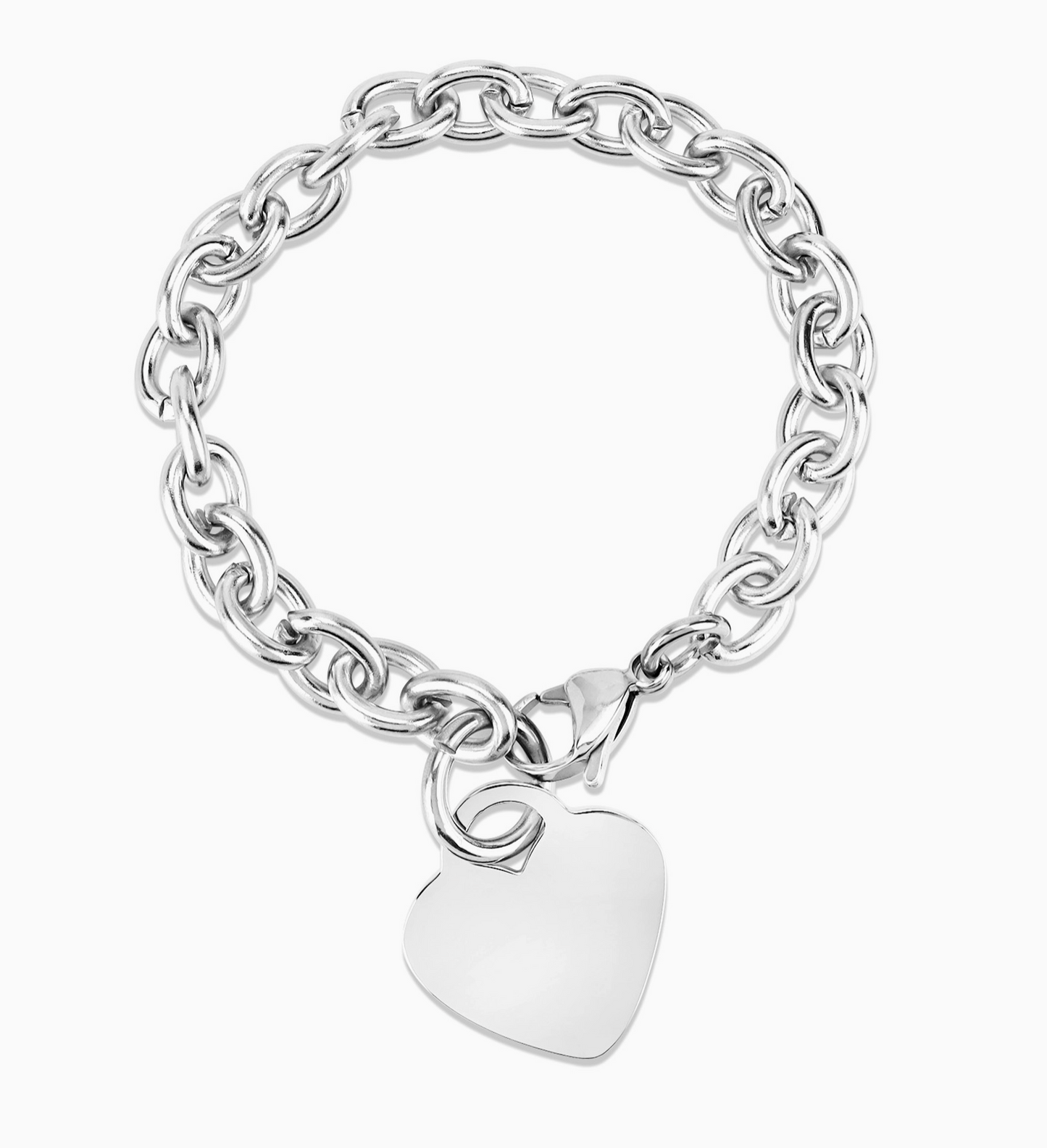 8" Stainless Steel Heart Link Bracelet