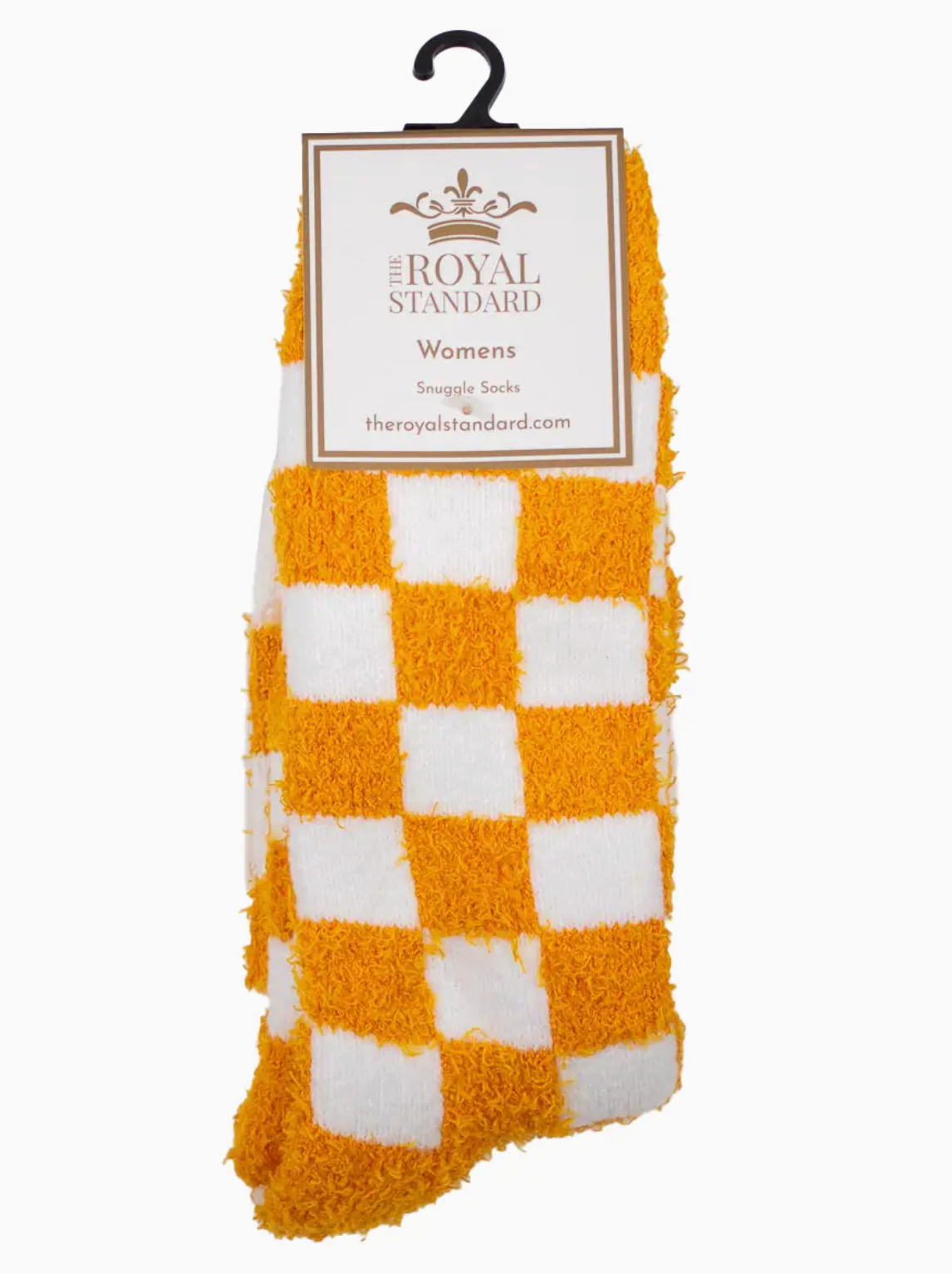 Orange & White Checker Snuggle Socks