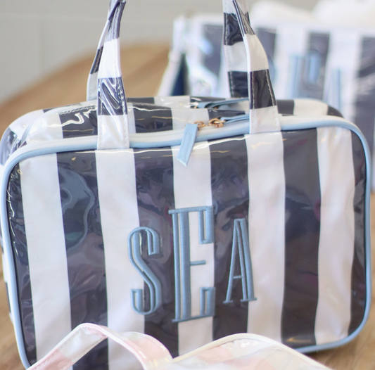 Navy Stripe Waterproof Cosmetic